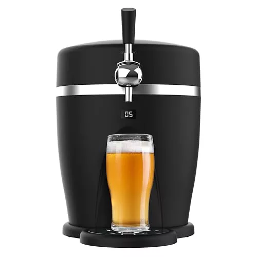 Cecotec Dispensador - Tirador de Cerveza - BeerFlow 5000-60W, Mantiene la Temperatura, Compatible Barriles Presurizados 5L - Tipo DraughtKeg de Heineken, Asa, Bandeja y Pies Antideslizantes