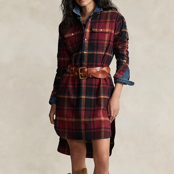 Polo Ralph Lauren Vestido corto de algodón de cuadros