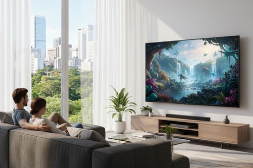 viendo televisor Samsung en un salón