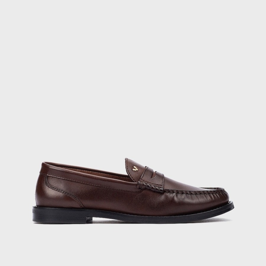 Mocasines de mujer de piel con plantilla acolchada en color - Martinelli - Marrón oscuro

