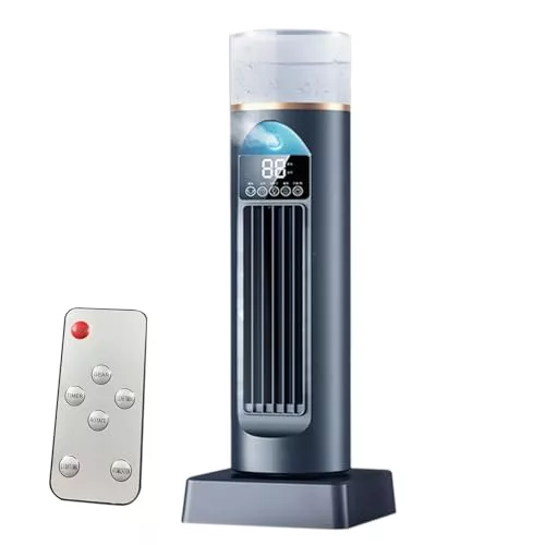 Ventilador Aire Acondicionado Portátil, Mini Ventilador Torre Enfriador Aire para Dormitorio, Ventiladores con Control Remoto Depósito Agua, Ventiladores Pie Air Acondicionado Alimentación USB