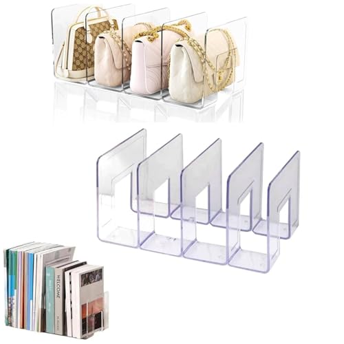 Organizador De Bolsos, Organizador Apilable De Bolsos Transparente, Estantes Divisores Para Bolsos, Organizador De Bolsos Separador De Prateleiras Para Dormitorio, Oficina,Librerías (Cuatro Cuadrados)