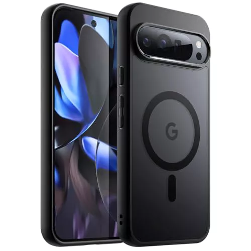 JETech Funda Magnética para Google Pixel 9/9 Pro 2024, Compatible con MagSafe, Carcasa Antigolpes Translúcida Mate Respaldo (Negro)