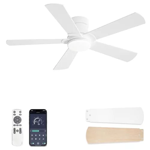 ZMISHIBO Ventilador de Techo con Luz LED Ø 106 cm, Perfil Bajo, Control por APP y Mando, Motor DC Silencioso, 6 Velocidades, Regulable, 3 Temperaturas de Color, Función Reversible,10-100% regulable