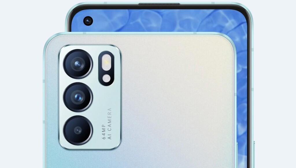 OPPO Reno6 5G Smartphone – 128GB/8GB RAM, Arctic Blue, 6,43 Zoll AMOLED, 65W SuperVOOC 2.0