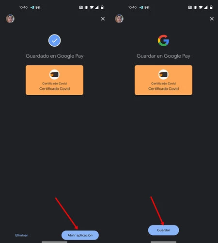 Pass2Pay から証明書をエクスポートすると、Google Pay は証明書で作成されたカードをインポートします。