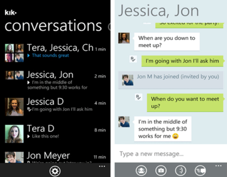 Kik Messenger hace su estreno en Windows Phone 7