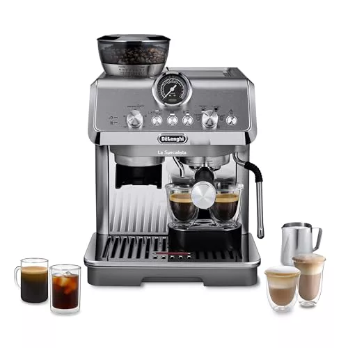 De'Longhi La Specialista Arte Evo EC9255.M, Máquina Café Espresso con Bomba, Función Cold Brew, Boquilla Espumadora de Leche Profesional, Tecnología con Sensor de Molienda, Incluye Kit Barista, Metal