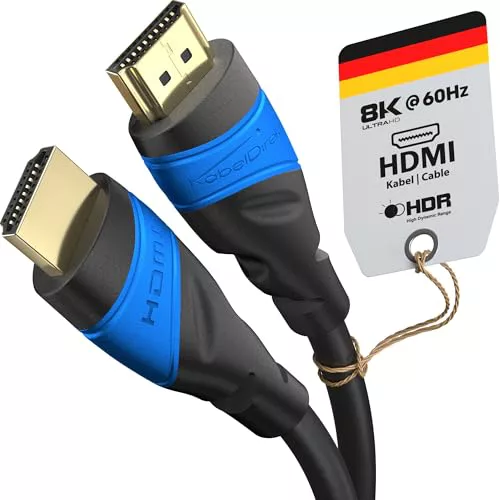 KabelDirekt – Cable HDMI 2.1 8K / 4K – 1,5m y más longitudes (0,15m–22,5m) – Cable HDMI diseñado en Alemania – Soporta 10K/8K@60Hz / 4K@120Hz – HDMI 2.1 Cable para TV, PC, PS5, XBO, Switch