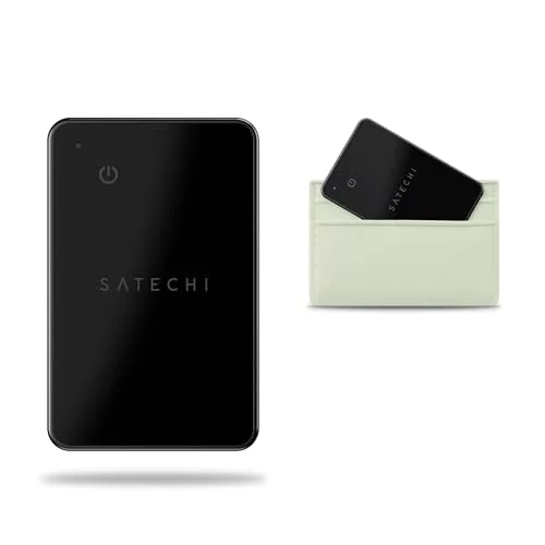 SATECHI FindAll Air Tag Card GPS para Carteras con Apple Find My, Alerta de Olvido, Sonido Potente, Carga Inalámbrica, Tarjeta GPS Ligera, Localizador Cartera para iPhone, iPad, Mac – Negro