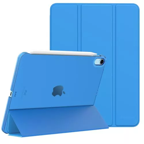 MoKo Funda para iPad Air 11 Pulgadas (M3 2025/M2 2024), iPad Air 5/4 Generación 2022/2020 10,9", Funda Inteligente Ultrafina de PC Rígido Translúcido con Soporte Touch ID, Ola Azul
