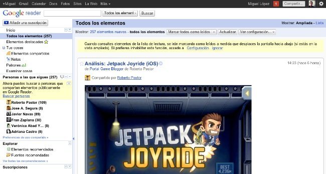 google reader rss sindicación lector noticias