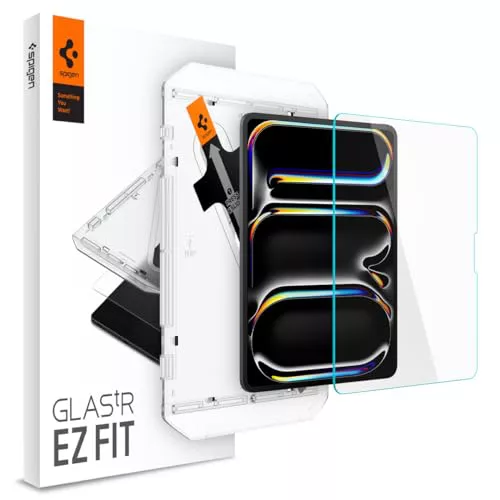 Spigen Glas.tR EZ Fit Protector de Pantalla para iPad Pro 13 Pulgadas (M5, 2025, 8.ª generación; M4, 2024, 7.ª generación), 1 Unidad, Dureza 9H, Fácil Instalación, Alta Definición