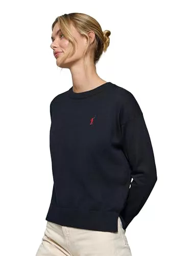 Polo Club Jersey de Punto con Cuello Redondo y Logo para Mujer en Color Azul Marino