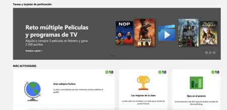 無料のチャレンジに加えて、さらに多くのポイントを獲得できるオプションがあります。この場合、Microsoft ストアで映画をレンタルまたは購入します。