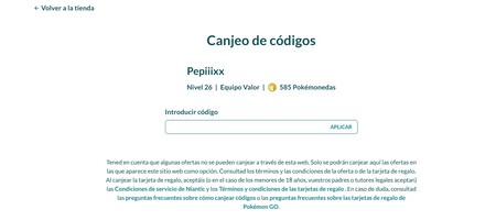 Canjear Codigo Pokemon Go