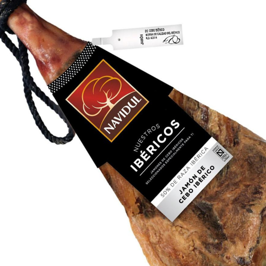 Jamón de Cebo Ibérico 50% Raza Ibérica Navidul pieza de 7,5 kg 