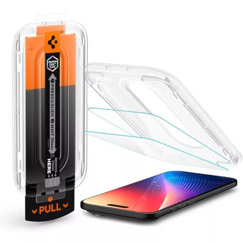 Spigen Glas.tR EZ Fit Pro Protector Pantalla para iPhone Air, 2 Unidades, Instalación Fácil, Alta Definicion, Dureza 9H