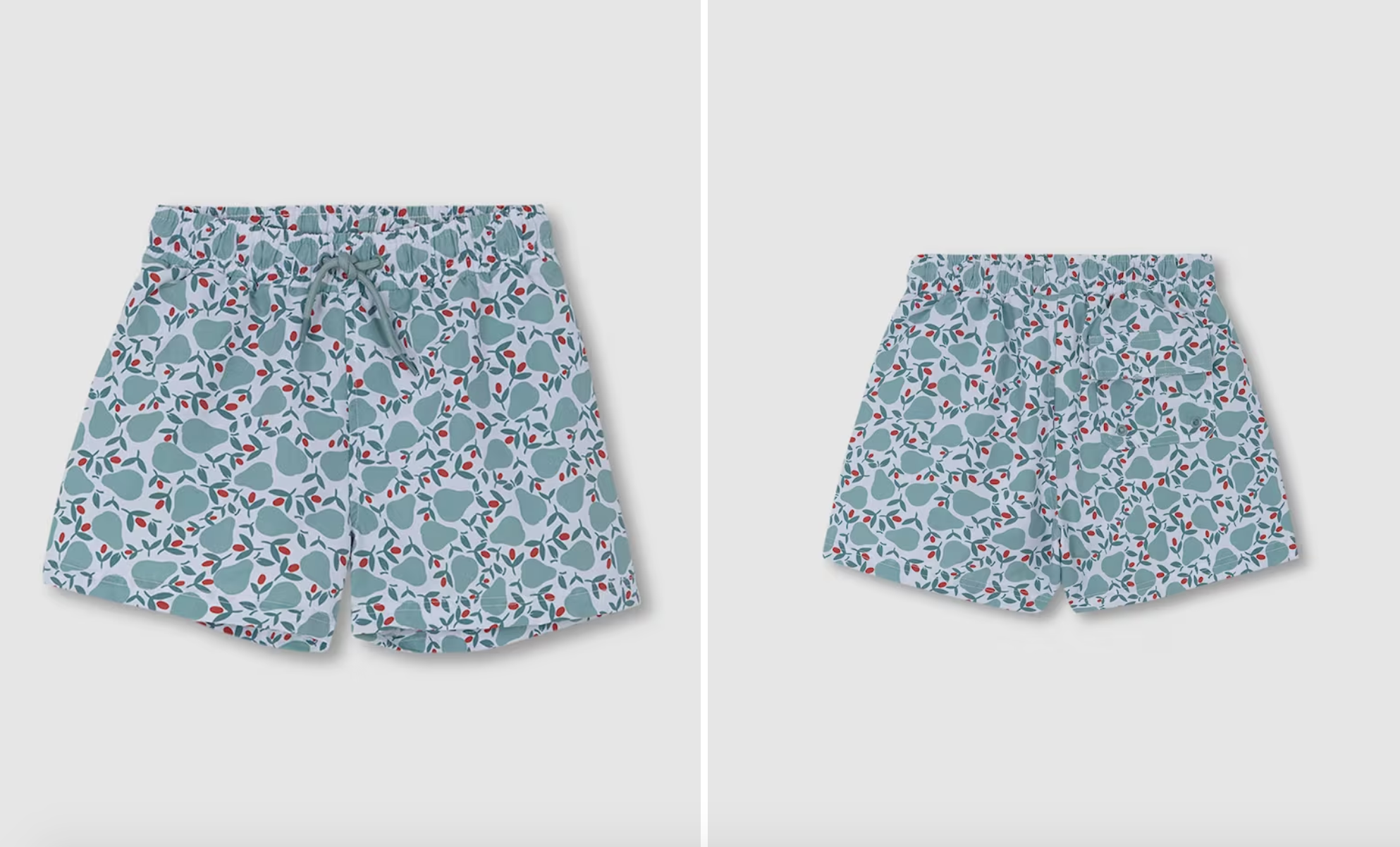 Bañador estampado peras, cinturilla elástica y bolsillo en parte trasera.