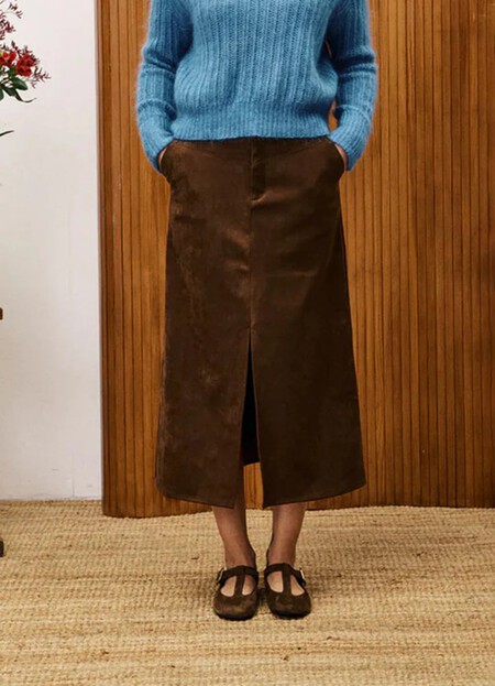 Falda Midi Pana Primavera Novedad Tendencia Nueva Elegante