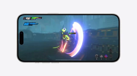 Imagen promocional de un iPhone con el juego Zenless Zone Zero en pantalla
