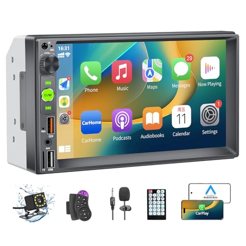 Radio Coche 2 DIN Compatible con Carplay y Android Auto