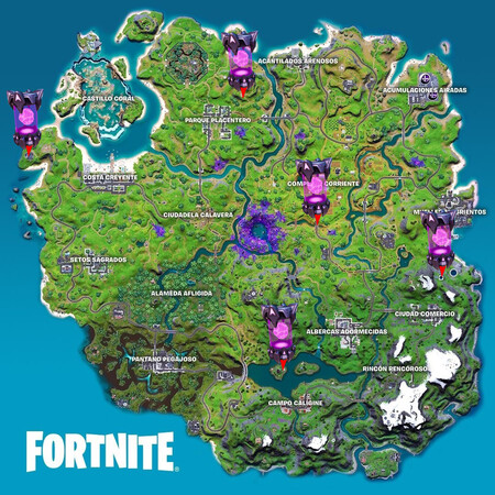 Mapa Semana 2 Artefactos Alienigenas Fortnite