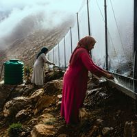 Mientras los pueblos se secan, las mujeres en Marruecos   
suben a las montañas para capturar niebla: la convierten en agua potable 