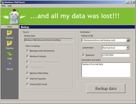 Haz una copia de respaldo de Windows Mail con Windows Mail Saver