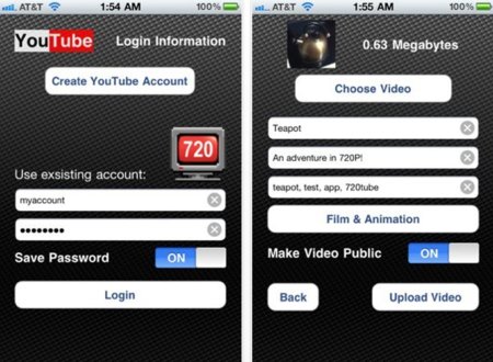 720tube permite la subida a YouTube en 720p desde el iPhone4