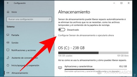 Configurar Sensor Almacenamiento