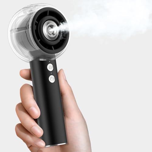 Dnenellr Ventilador Portátil con Nebulizador, USB Recargable (Negro)