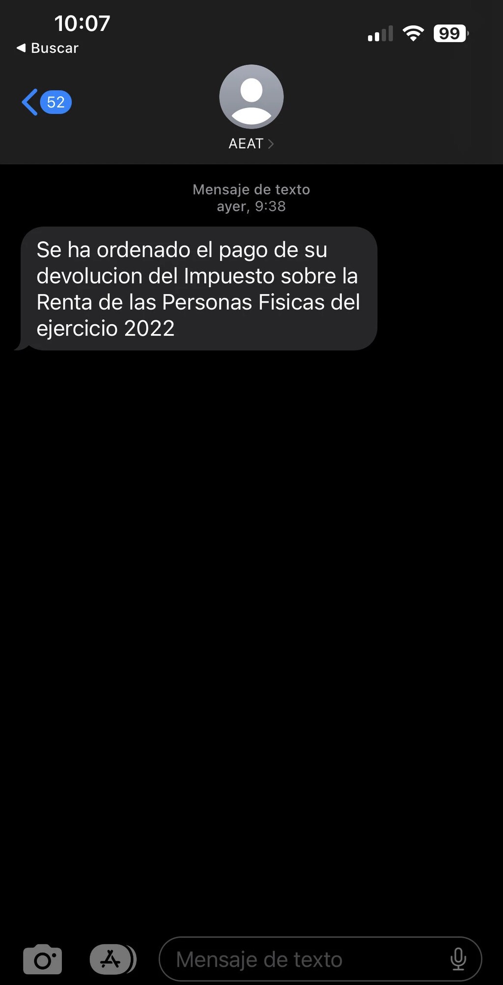 El verdadero SMS de Hacienda: así es el mensaje de la Agencia ...