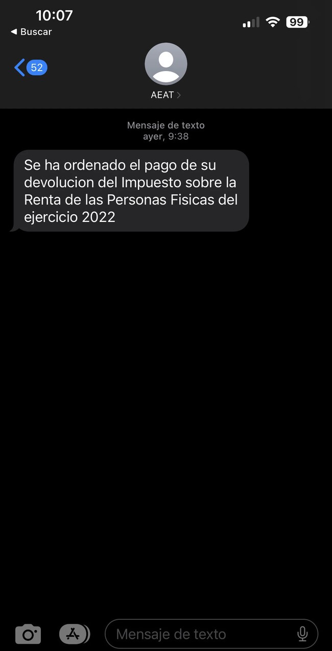 El verdadero SMS de Hacienda: así es el mensaje de la Agencia ...