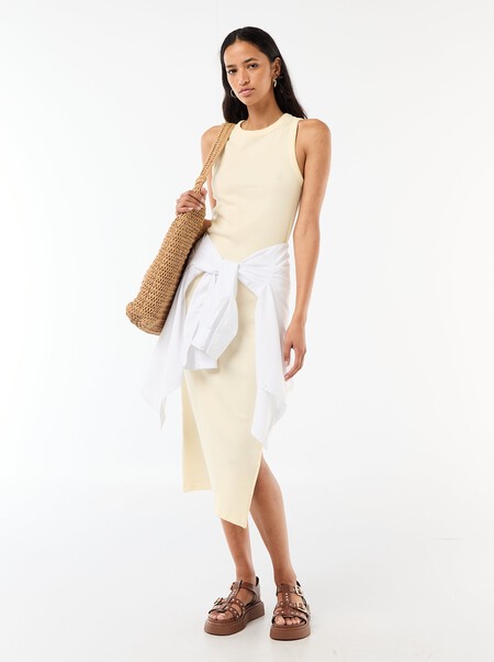 Vestido Midi De Canale Sin Mangas Amarillo Fio50 2 Hd2