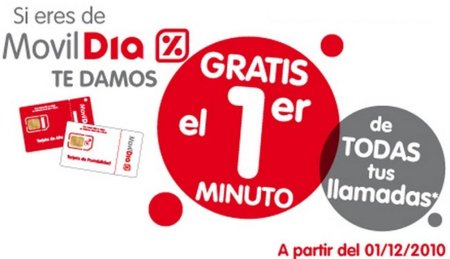 Promoción Navidad 2010 MóvilDía: Primer minuto gratis en todas las llamadas