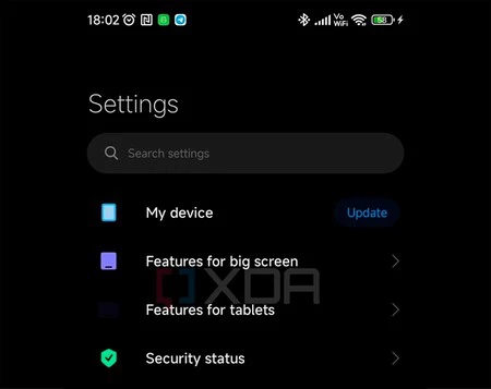 タブレットおよび折りたたみ式デバイス向けの独自の MIUI オプション。 XDA 開発者からの画像