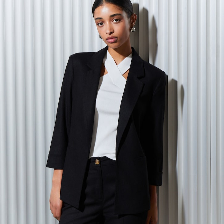 Easy Wear - Blazer de mujer con lino sin cierre.