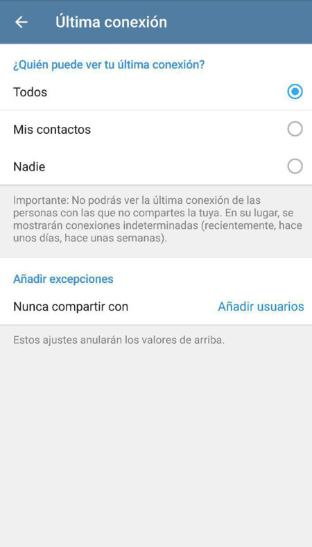 Ultima Conexion Telegram