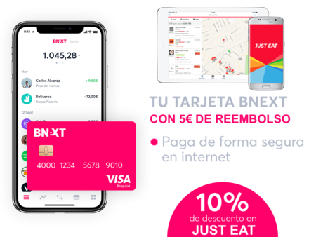 10% de descuento en Just Eat y 5 euros de reembolso pagando con tu tarjeta Bnext