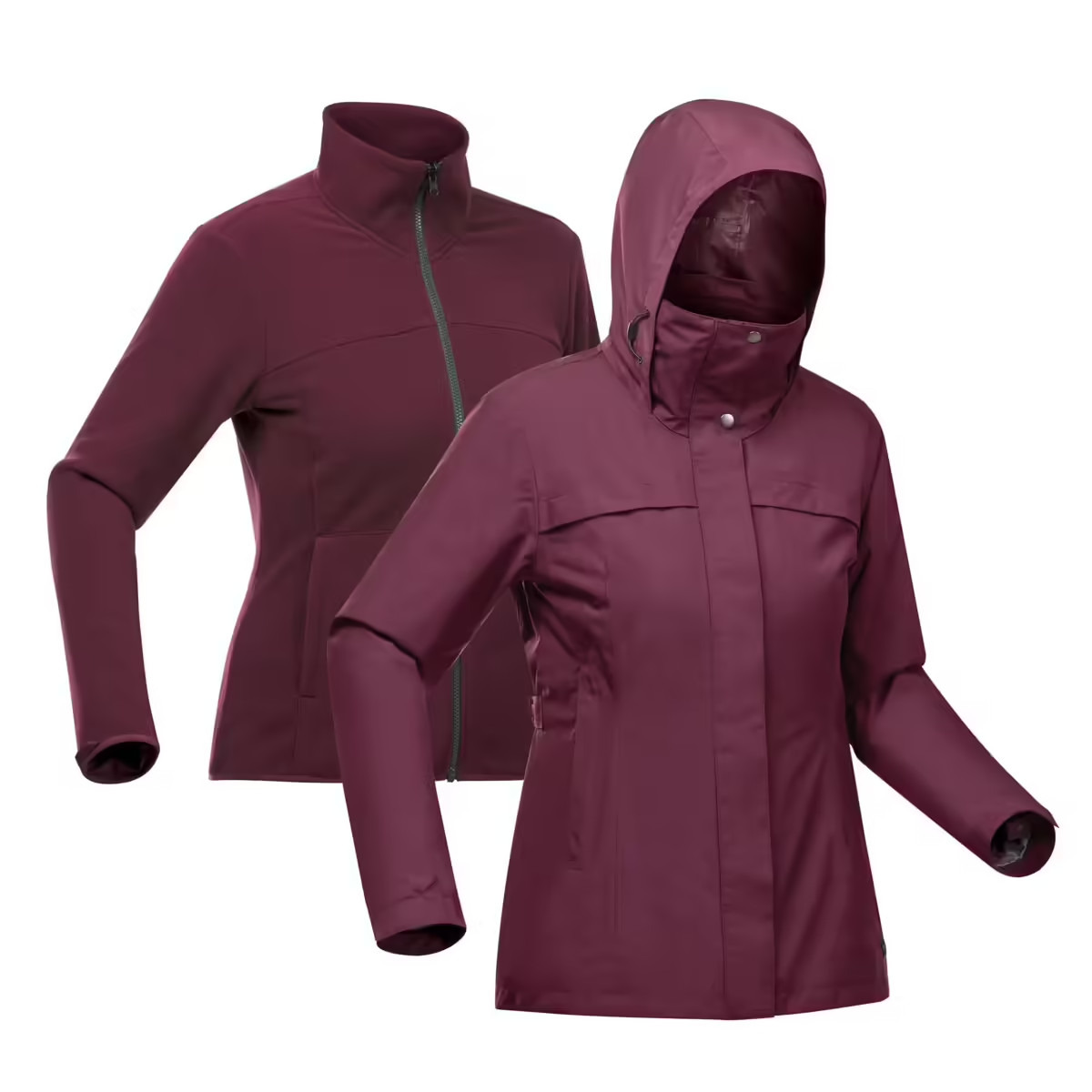 Chaqueta de montaña y trekking 3 en 1 impermeable Mujer Forclaz Travel 100
