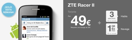 ZTE Racer II con Android en Tuenti por 69 euros y 20 de saldo incluido