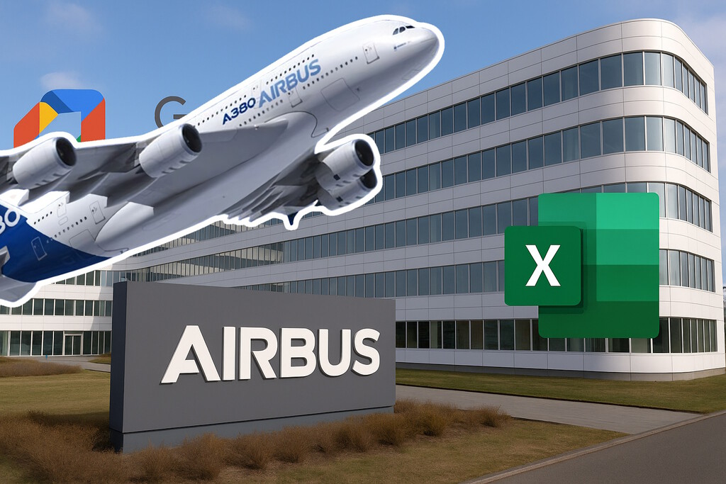 Airbus empezó a migrar de MS Office a Google Workspace hace siete años. Aún no ha podido 'cortar' con Microsoft 