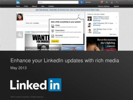 LinkedIn ahora permite adjuntar documentos e imágenes a actualizaciones de estado