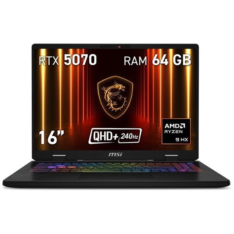 Portátil MSI Crosshair A16 HX D8WGKG-200XES AMD Ryzen 9 8940HX 64GB 1TB SSD RTX 5070 QHD+ 240Hz