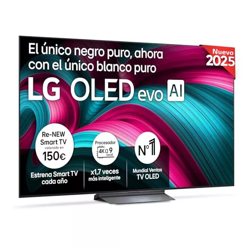LG OLED65C54LA - TV 65", OLED EVO 4K, Smart TV AI C5, WebOS 25, Super Upscaling, Dolby Vision y Dolby Atmos, AMD FreeSync, Alexa/Google Assistant, Negro