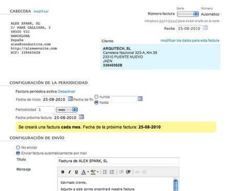 Factura directa añade opción de generación de facturas periódicas