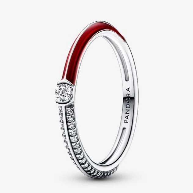 Anillo Dual Rojo y Pavé
Plata de primera ley