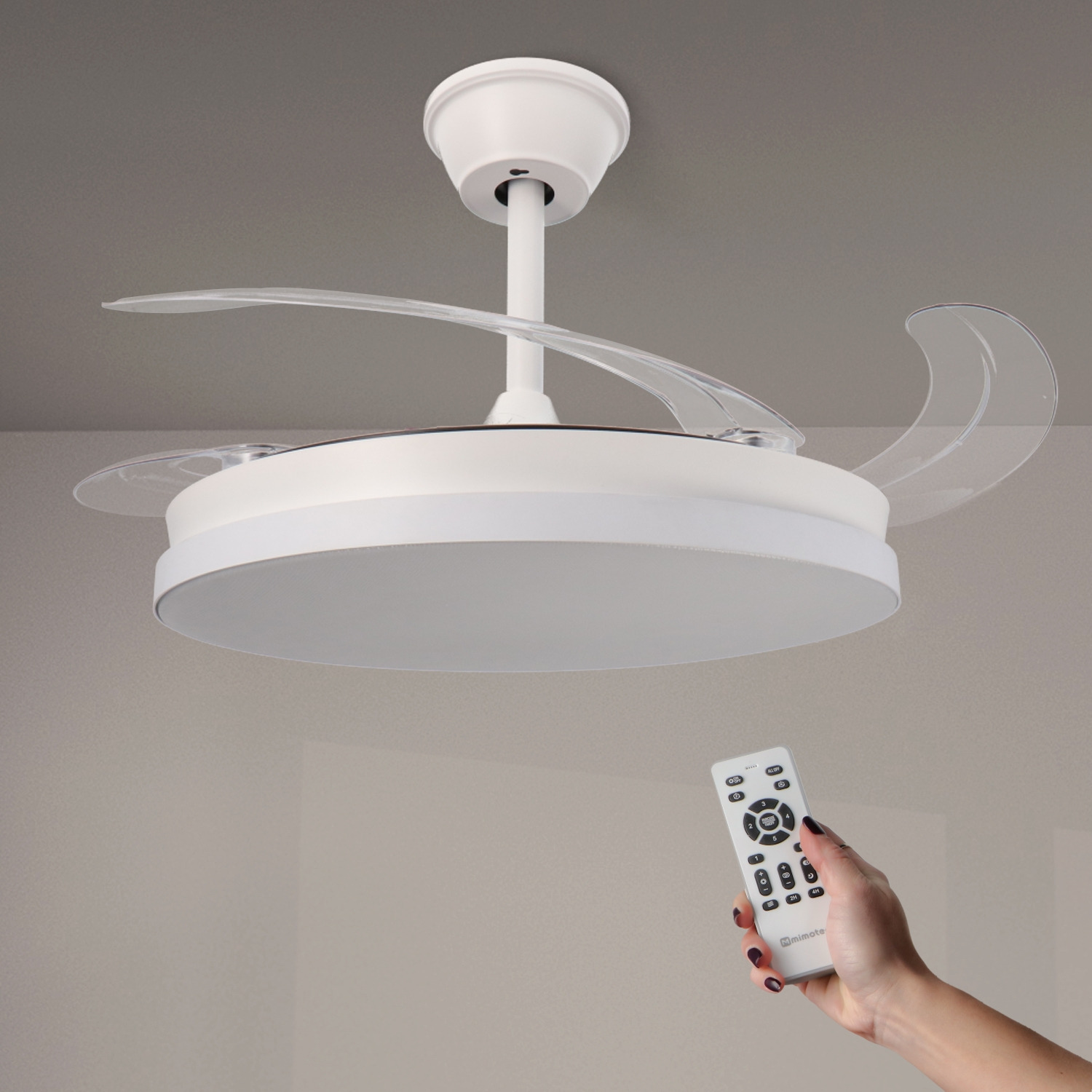 Ventilador de Techo LED-COLOR Blanco&Cristal