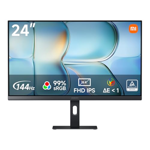XIAOMI A24i 2026 Monitor PC 24 Pulgadas FHD, 144Hz, IPS, 99% sRGB, ΔE<1, FreeSync, TÜV Low Blue Light, Ultra Delgado, 1920x1080, HDMI, DP, Pantalla - Negro